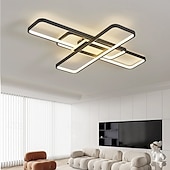 お買い得  シーリングライト調光可能タイプ-モダンな天井ライト 23.6 インチ 96 ワット 35.8 インチ 124 ワット LED 無限調光 リモコン付き 4 リング ブラック 埋め込み式天井照明器具 低天井の寝室、リビングルーム、ダイニングルームに最適