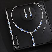 voordelige Sieradensets-Bruidssieradensets 3 Gesimuleerde diamant 1 Ketting 1 Armband Oorbellen Dames Klassiek Zoet Schattig Klassiek Liefde Kostbaar Sieraden set Voor Bruiloft Lahja