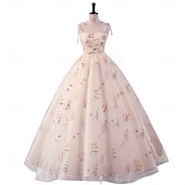 cheap Prom Dresses-Ball Gown A-Line Quinceanera Dresses Elegant Dress Wedding Wedding Guest Floor Length Sleeveless Spaghetti Strap Polyester Backless with Pleats Sequin