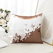 billige blomster- og plantestil-Sommerfugl Blomster Dekorative Kasteputer Deksel 1PC Myk Firkantet Sofa Putevare Putevar Soverom Stue Sofa Stol