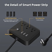 お買い得  家庭用器具-1個の電源タップサージプロテクタフラットプラグデスクトップ充電ステーション、過負荷保護機能付き、ホームオフィス旅行用コンピュータ用