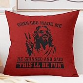 billiga Kuddfodral för semester-Påsk Jesus Dekorativa Kuddöverdrag 1PC Mjukt Fyrkantigt Soffkuddcase Kuddöverdrag för Sovrum Vardagsrum Soffa Stol Röd Grön Grå