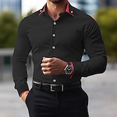 voordelige Overhemden met knopen voor heren-Voor heren Overhemd Button-down overhemd Kreukbestendig Stretch Bruiloft Buiten Licht Blauw Zwart Wit Lange mouw Zomer Lente Kleding