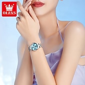 levne Quartz hodinky-olevs 3668 nové dámské quartzové náramkové hodinky stříbrný pevný ocelový řemínek vodoodpudivé svítící hodinky pro ženy jednoduchá móda dámské hodinky