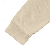 levne základní trička-Pánské Tričko s knoflíkem Tričko Waffle Henley košile Tričko Henley Dlouhý rukáv Henley Jaro Podzim Bez vzoru Módní Designové Základní Knoflíky Dovolená ulice Jdeme ven Černá Bílá Královská modř Top