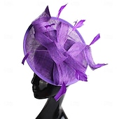 abordables Tocado de Boda-Tocados Plumas Sinamay Boda Fiesta de Noche Elegante Boda Con Pluma Celada Sombreros
