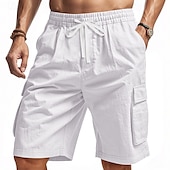 baratos Clássico-Homens Bermuda Cargo Shorts de verão Bermudas Shorts casuais Com Cordão Bolso multi Perna reta Tecido Respirável Pavio Humido Comprimento do joelho Ao ar livre Casual Corrida Moda Roupa de rua