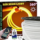 זול רצועות נורות LED-360 רצועת LED ניאון עם אפליקציית bluetooth תזמון סינכרון מוזיקה 10-132 רגל גמיש/עמיד למים/לד חבל אור שלט רחוק 23 מפתחות מתאים לבית/גן/בניין קישוט DIY decoration ac220v