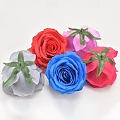tanie Zapasy imprezowe i imprezowe-5 sztuk dużych sztucznych główek kwiatów róży z jedwabiu, dekoracja ślubna DIY, wieńce, scrapbooking, sztuczne kwiaty na Boże Narodzenie, do domu, ogrodu i dekoracji pudełek ze słodyczami