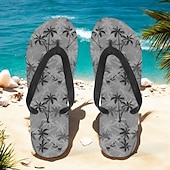 billige Grafiske utskriftssko-unisex tropiske solnedgangsflip flops – livlige strandsandaler med palmetretrykk for sommer-, basseng- og ferieklær
