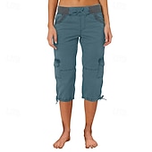 economico pantaloni cargo da donna-Per donna Pantaloni capri Pantaloni da paracadute Moda Streetwear Lunghezza al polpaccio Naturale Blocco di colori Coulisse Tasca Comodo All'aperto Confortevole Streetwear Uscire Rosso arancione