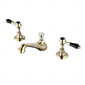 abordables Robinets LED-Robinet lavabo - Séparé Plaqué Diffusion large Deux poignées trois trousBath Taps