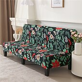 baratos Capa do sofá futon.-capa de sofá sem braços em tecido jacquard, capa de sofá para decoração de ano novo, protetor elástico, capa de banco