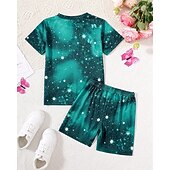 abordables Visión 3D de la Chica &amp; Brillo-Chica 3D Mariposa Camiseta y Bermudas Conjunto Manga Corta Verano Primavera Deportes Moda Diario Niños 4-12 años Cuello Barco Exterior Vacaciones Deportes A Medida
