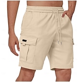 preiswerte Klassiker-Herren Cargo-Shorts Shorts Sommershorts Freizeitshorts Elastischer Bund Mehrere Taschen Gerader Schnitt Einfach Feuchtigkeitsableitend tragbar Knielang Outdoor Lässig Täglich Mode Streetwear Cachi