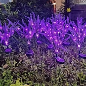 cheap Landscape Lights-2 Pcs LED Solar Outdoor Lights Garden Light Lavender Simulation Plant Patio Lights Wedding Holiday Garden Walkway Villa Yard Landscape Atmosphere Lawn Light