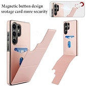 economico Cover Samsung-telefono Custodia Per Samsung Galaxy S24 S24 Ultra Plus S23 S22 S21 S20 Ultra Plus FE S25 S25 più S25 Ultra Per retro Con supporto A calamita Slot per schede Retrò TPU pelle sintetica