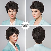 お買い得  古いかつら-人工毛ウィッグ スパイラルカール タイトなカール ミドル部 アシメントリー・ヘアカット ディープパーティー 機械製 かつら 10 インチ A1 合成 女性用 クラシック 快適 カラーグラデーション マルチカラー