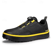baratos Sapatos de Golfe Masculinos-Sapatos de golfe brancos ultraleves masculinos com detalhes em azul, material de microfibra, ajuste confortável para jogadores de golfe profissionais