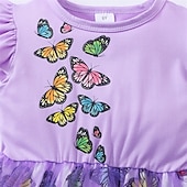 tanie Casualowe sukienki-Dzieci Dla dziewczynek Sukienka Motyl Bez rękawów Na zewnątrz Codzienny Falbana Moda Godny podziwu Poliester Do kolan Codzienne sukienki Sukienka A line Lato 4 lata + Rumiany róż Fioletowy