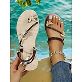 economico Infradito da Vacanza-Per donna Sandali Boho Da mare Giornaliero Farfalla Piatto Punta tonda Festività PU Mocassino Argento Nero Bianco