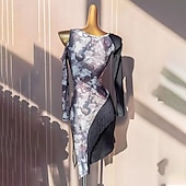 billiga tävlingsklänning-Latinamerikansk dans Klänning Tryck Tofs Tvinning Dam Prestanda Träning Långärmad Polyester