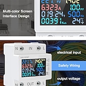 abordables Testeurs et détecteurs-Tuya WiFi 8 en 1 Compteur d&#039;énergie Écran couleur 2P Multifonction AC Compteur d&#039;énergie Téléphone portable Contrôle à distance par application 170-270 V/63 A