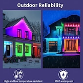 お買い得  USB電源-家のための恒久的な屋外ライト RGB 15m/10m LED ストリングライト 防水 スマート LED 軒先ライト アプリ付き &amp;リモコンクリスマスパーティー、毎日のハロウィーン、すべての休日の装飾、家の屋根と庭の照明