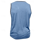 お買い得  ジム用タンクトップ-男性用 タンクトップ ベスト ノースリーブシャツ ノースリーブ クルーネック 夏 カラーブロック ファッション クラシック 快適 ポケット バケーション カジュアル 祝日 ダークレッド ダークネイビー ブルー メンズトップTシャツ