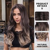 abordables Perruques Synthétiques Sans Bonnet-Perruque Synthétique Ondulé Curl en spirale Tresse Avec frange Fabriqué à la Machine Perruque 24 pouces A1 Cheveux synthétiques Femmes Epais Confortable Dégradé de couleur Multicolore Couleur mixte