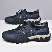 baratos Ténis para Homem-Homens Tênis Tênis Anfíbio Pele PU Com Transparência Respirável Confortável Antiderrapante Com Cadarço Preto Azul Cinzento Verão Primavera