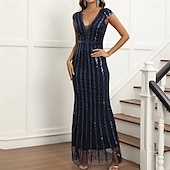 levne Šaty-Retro Řvoucí 20s 20. léta 20. století Bubenové šaty Šaty Šaty na vánoční večírek Velký Gatsby Flitry Síťka Dámské Karneval Plesová maškaráda Svatební Svatební host loučení se svobodou nevěsty Dospělé