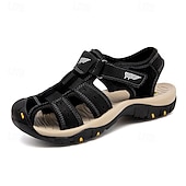 abordables sandalias de exterior-Sandalias deportivas multitirantes verdes y marrones para hombre con velcro ajustable y suela antideslizante para aventuras al aire libre