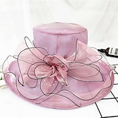 abordables Sombreros de fiesta-Sombreros Sombrero de Sol de Organza Boda Vacaciones Fiesta de Té Carrera de Caballos Cóctel Elegante Vintage Protección Solar Con Adorno Floral