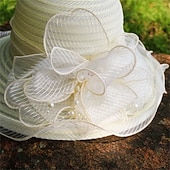 abordables Sombreros de Fiesta-Sombreros de Poliéster Organdí Sombrero de Sol Boda Casual Vacaciones Té Fiesta Carrera de Caballos Elegante Vintage Protección Solar Con Diadema Floral