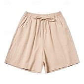 economico Fondamenti Falsi Essenziali-Per donna Finto cotone e lino Shorts Pantaloni Eleganti Pantaloncini Estivi Moda Corto Naturale Semplice Tasca Design con Coulisse Elastica All'aperto Confortevole All'aperto Vacanza Rosso Verde