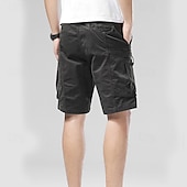 baratos Clássico-Homens Bermuda Cargo Calção Shorts de verão Com Cordão Cintura elástica Bolso multi Tecido Conforto Vestível Comprimento do joelho Ao ar livre Esporte Diário Moda Casual Preto Vinho