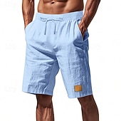 economico Classico-Per uomo Shorts Shorts di Lino Pantaloncini Estivi Shorts da Spiaggia Coulisse Elastico in vita Gamba Dritta Semplice Comodità Traspirante Lunghezza al ginocchio All&#039;aperto Quotidiano Ferie Moda