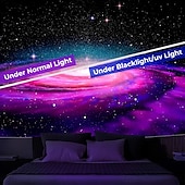 billige Planet Tapestry-Blacklight Hengevev Gløde i Mørket Gløde Fest UV Reaktiv Planetunivers Trippy Tåkelandskap Hengevev Veggkunst Mural Stue Soverom