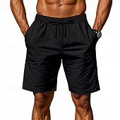 economico Classico-Per uomo Shorts Shorts di Lino Pantaloncini Estivi Shorts da Spiaggia Tasca Coulisse Elastico in vita Semplice Comodità Traspirante Lunghezza al ginocchio All&#039;aperto Casuale Quotidiano Moda Stile