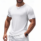 cheap Men&#039;s Casual T-shirts-Men&#039;s Tee Short Sleeve Shirt Tee Top Short Sleeve Crewneck Spring &amp; Summer Solid / Plain Color Fashion Designer Quick Dry Reflective Strip Vacation Street Going out Black White Red Top Tee for Men