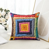 baratos Estilo Vintage-Capa de Almofada Decorativa de Patchwork Geométrico 1PC Capa de Almofada Quadrada Macia para Sofá Capa de Almofada para Quarto Sala de Estar