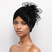 abordables Tocado de Boda-Sombreros Mezcla de Poliéster y Algodón Red Sombrero flexible turbantes Formal Boda Princesa Con Flor Color Puro Celada Sombreros