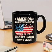 cheap Mugs &amp; Cups-Patriotic Coffee Mug America A Country So Great 11oz Black Ceramic Cup Funny USA Gift for Men Women Veterans Independence Day Political Humor Drinkware