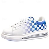 abordables Occasionnel-Baskets tendance à carreaux blancs et verts pour hommes avec semelle coussinée - chaussures décontractées élégantes pour le printemps et l&#039;été