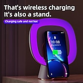 お買い得  バグザッパー-静音粘着蚊取りランプ アンビエントライト ワイヤレス充電スタンド 時計 1200mAh