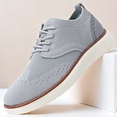 cheap Men&#039;s Sneakers-Men&#039;s Breathable Knit Brogue Sneakers - Casual Lace-Up Lightweight Shoes for Daily Wear &amp; Walking