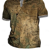 economico polo uomo taglie forti-Per uomo Plus Size POLO Grande e alto Mappa Collo ripiegabile Stampa Manica corta Primavera estate Sportivo Di tendenza Streetwear Originale Esterno Strada Top