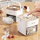 cheap Kitchen Appliances-48 Compartment Easy Lid Ice Cube Dispenser - Large Capacity Double Tier Design Food Grade Plastic Freezer Storage Tray for Whiskey &amp; Cocktails Essential Kitchen Gadgets