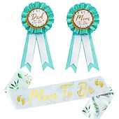 economico Forniture per eventi e feste-Kit fascia e fiore all&#039;occhiello per baby shower, set per futura mamma con spilla floreale, fascia di galateo e fiore all&#039;occhiello per futura mamma per decorazioni per feste per neonati